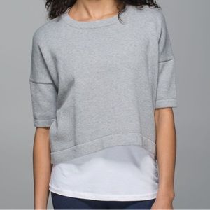 Lululemon Grey Bhakti Reality Short Sleeve Size 10. Tag ripped out during wear